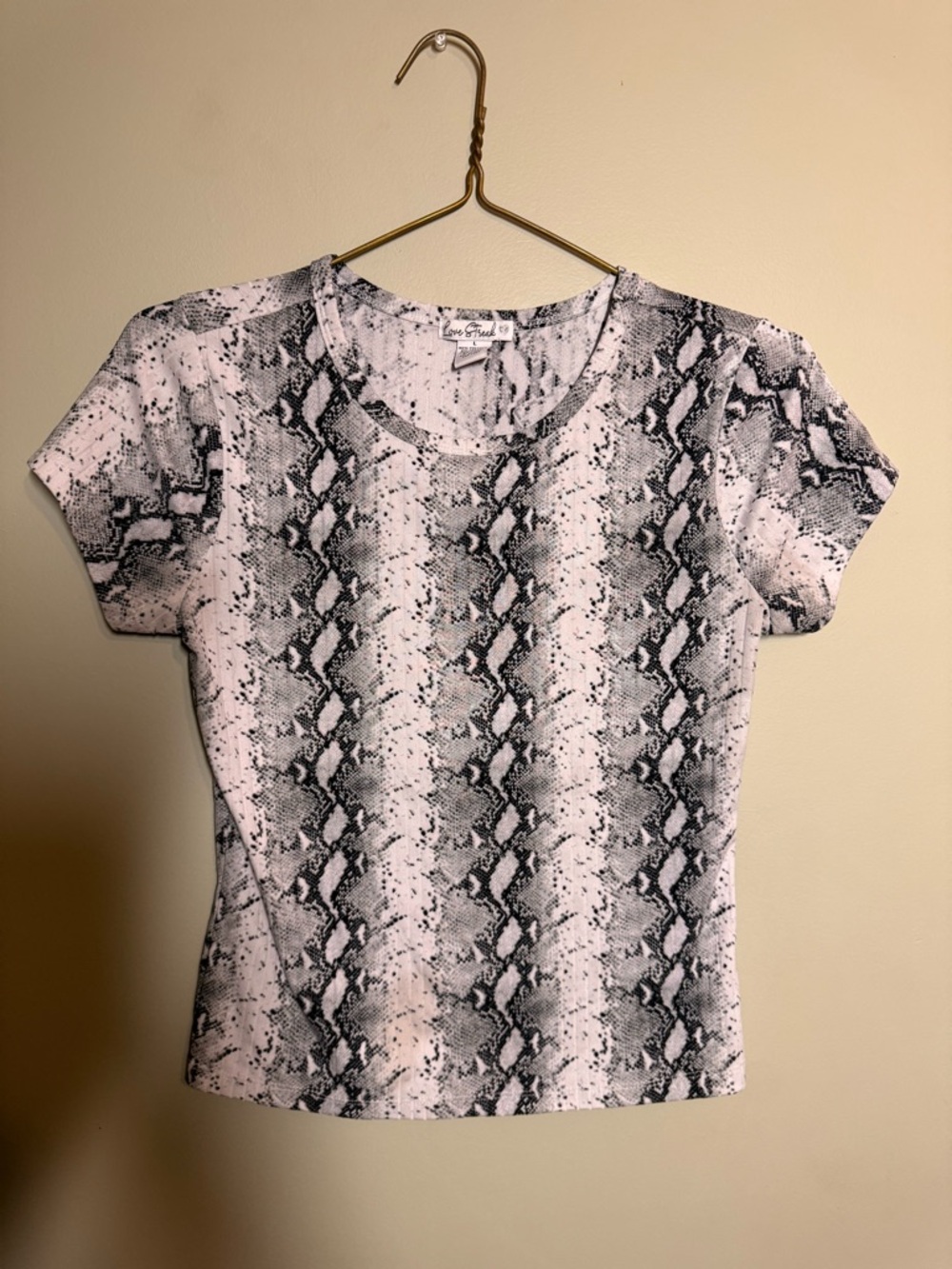 Love Streak Snake Print Tee - Monochrome Crew Neck